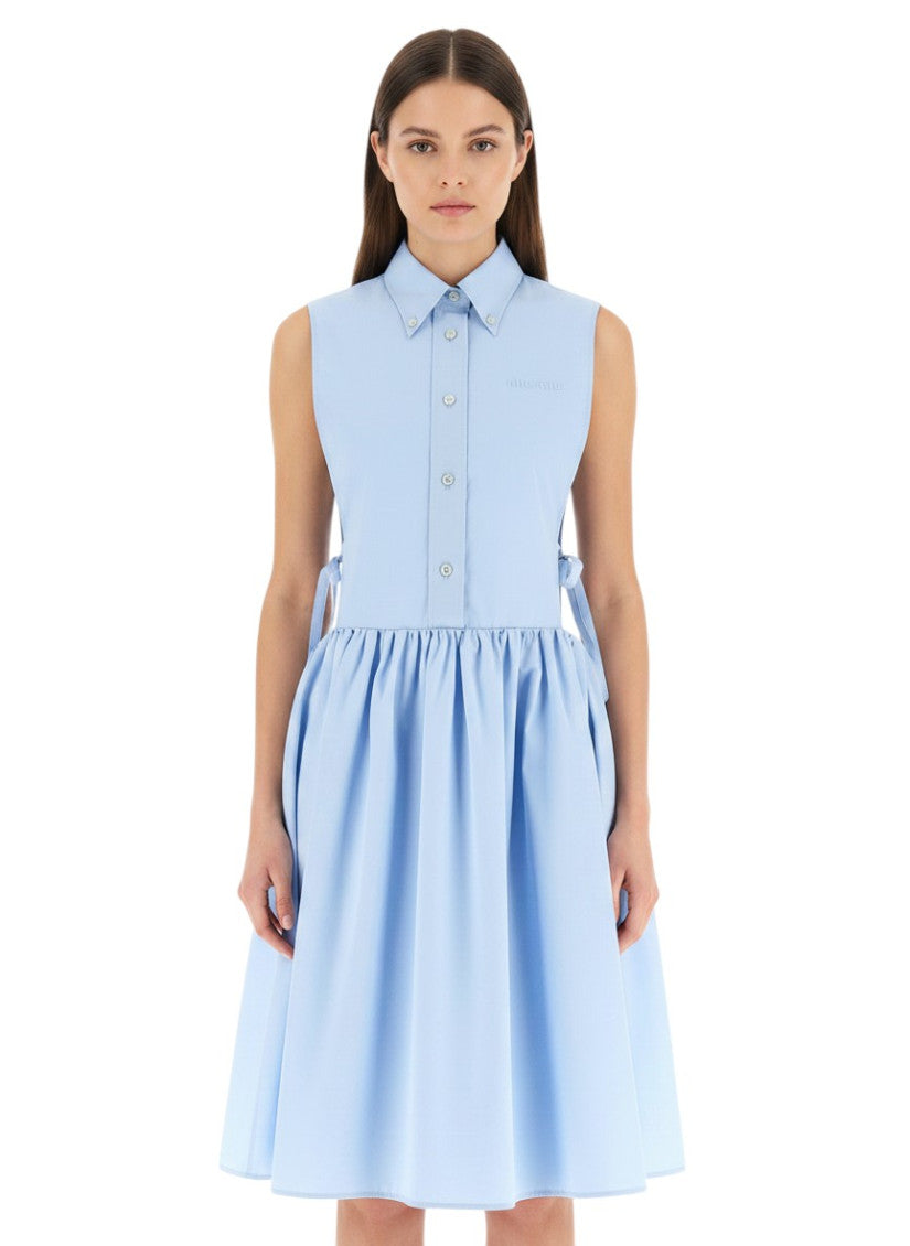 Light Blue Shirt Collar Midi Dress 3