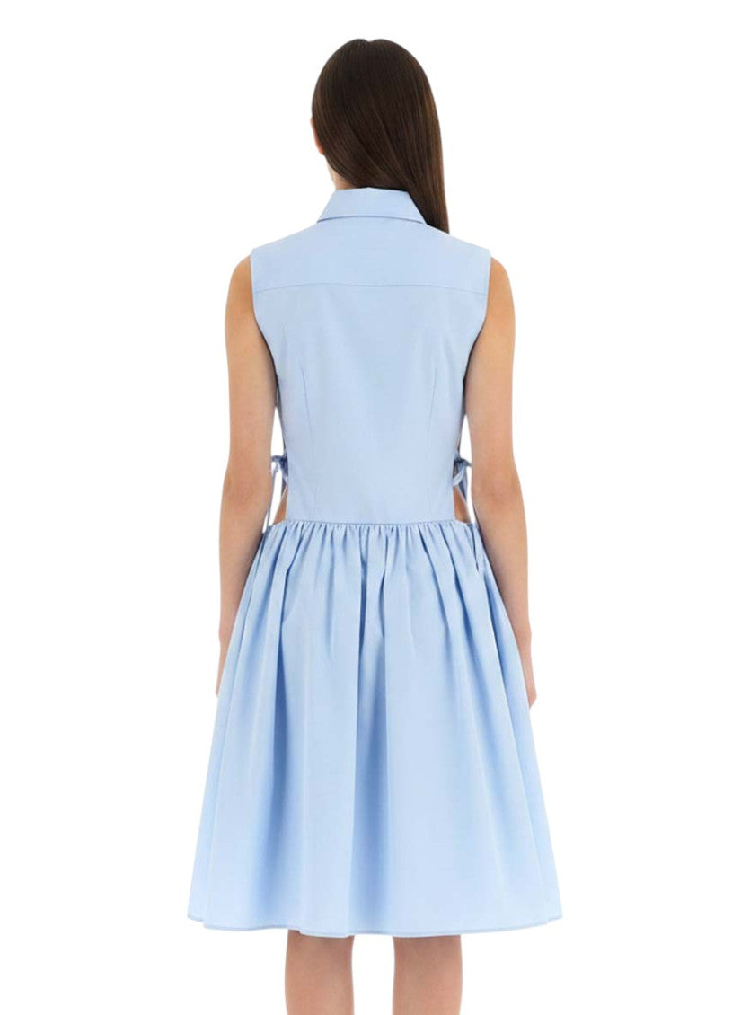 Light Blue Shirt Collar Midi Dress 4