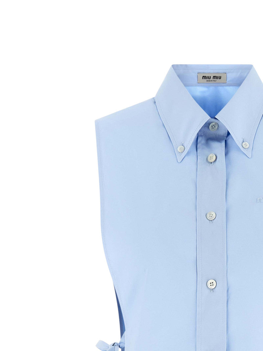 Light Blue Shirt Collar Midi Dress 5