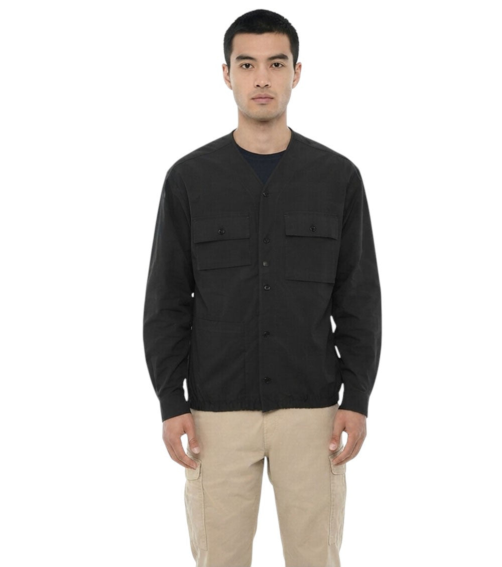 Black V Neck Pocket Jacket 1