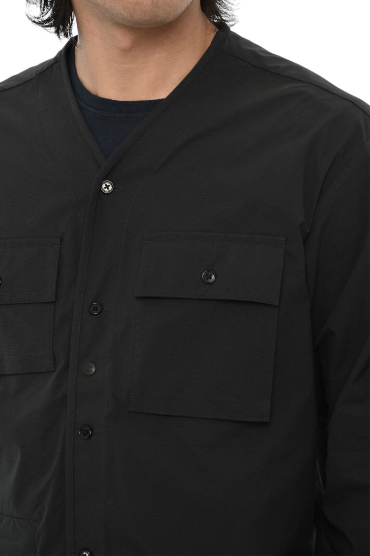 Black V Neck Pocket Jacket 3