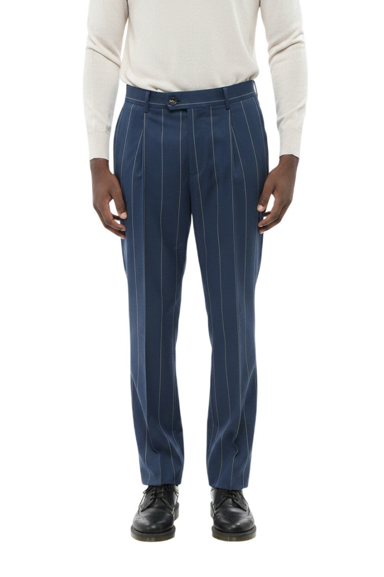 Blue Tailored Pleated Pants 1