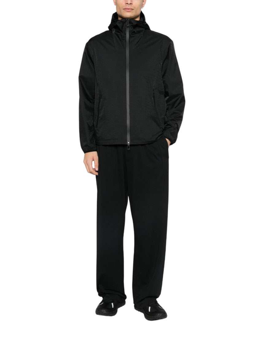 Black Textured Hood Jacket 1