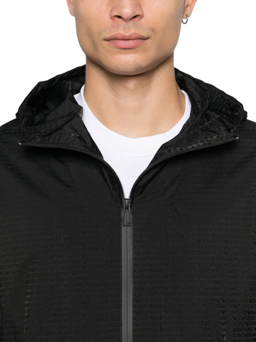 Black Textured Hood Jacket 3