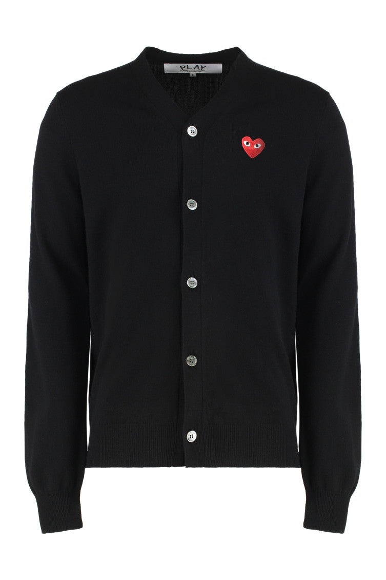 Black Logo V Neck Cardigan 1