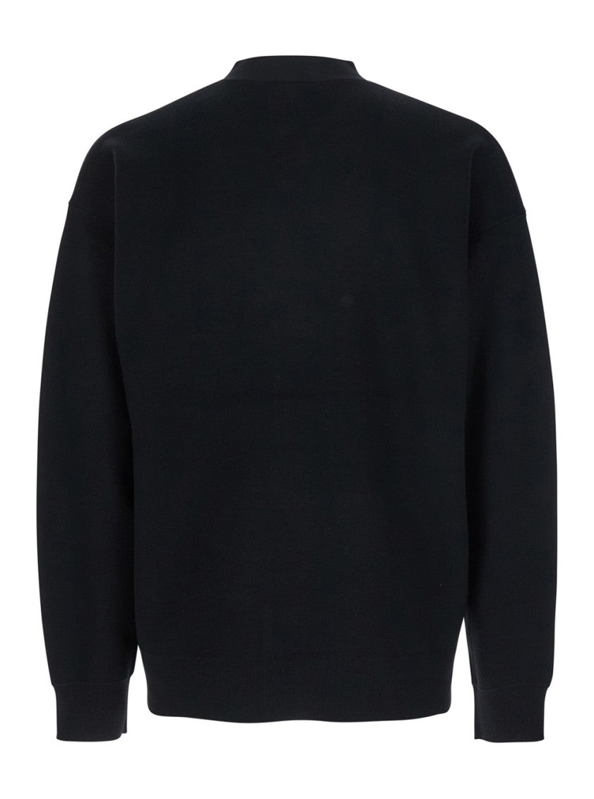 Black Logo V Neck Cardigan 2