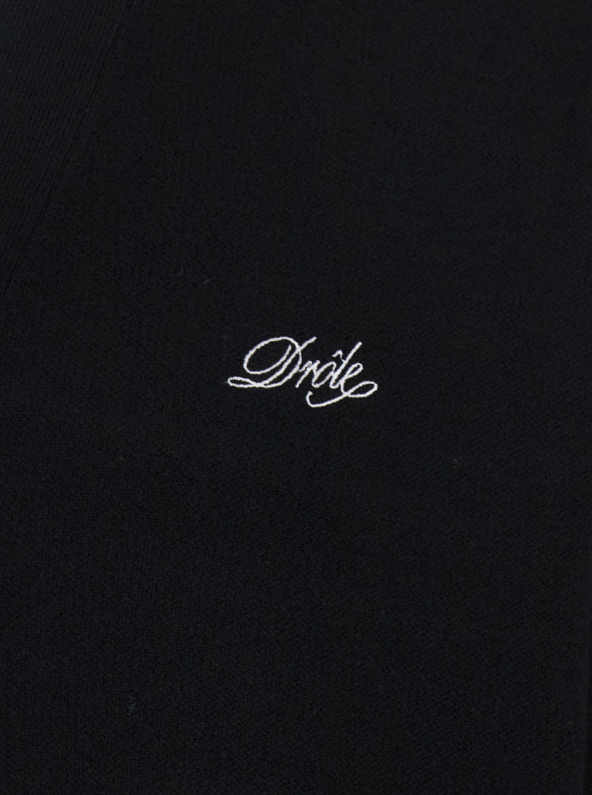 Black Logo V Neck Cardigan 3