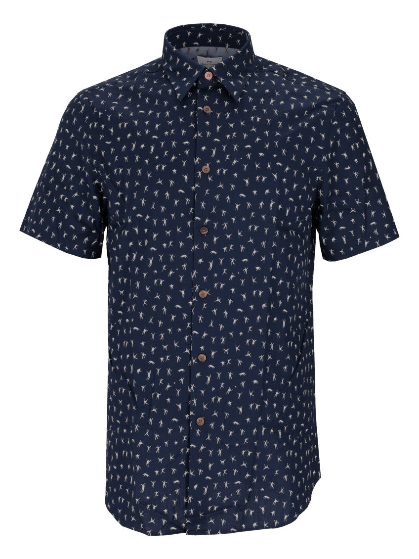 Navy Blue Tailored Printed Shirt 1