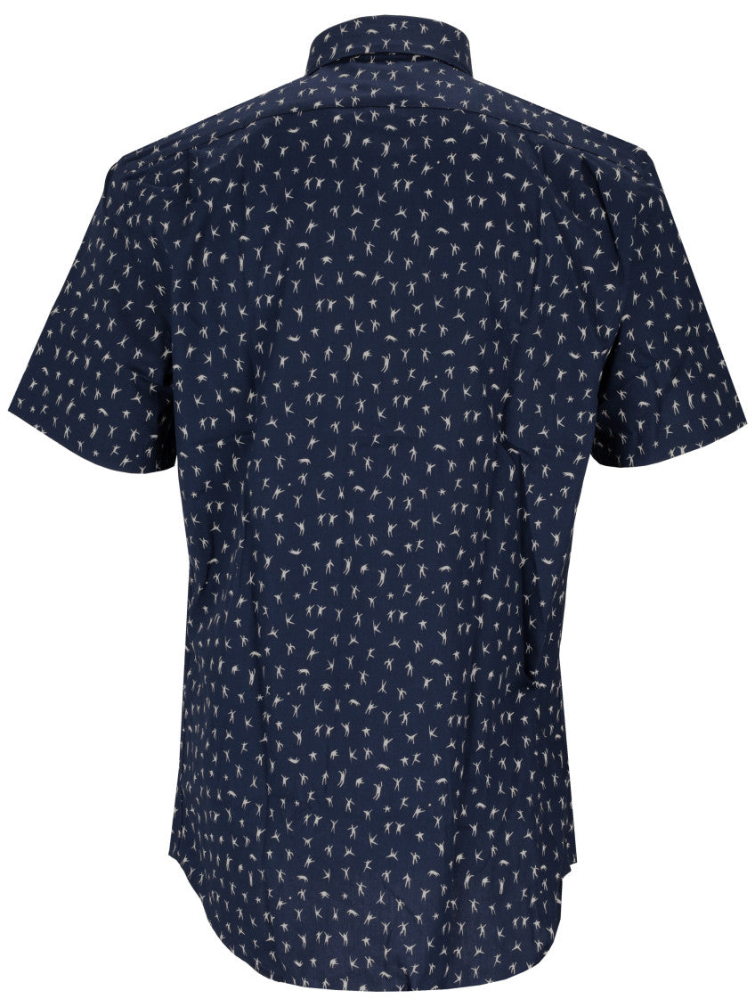 Navy Blue Tailored Printed Shirt 2