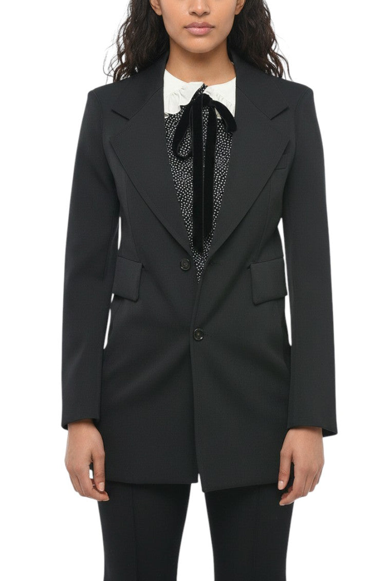Black Notched Lapel Blazer 1