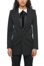 Black Notched Lapel Blazer 1