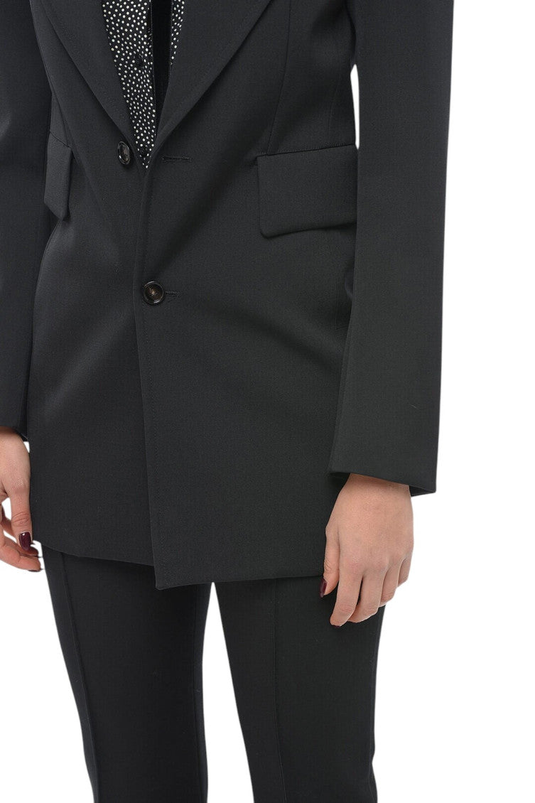 Black Notched Lapel Blazer 3