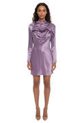 Purple Solid Round Neck Mini Dress 1