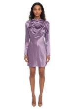 Purple Solid Round Neck Mini Dress 1