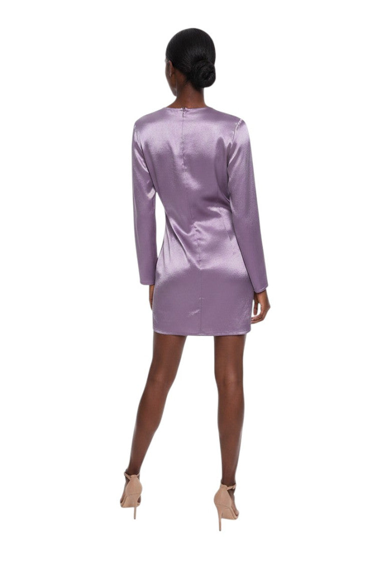Purple Solid Round Neck Mini Dress 2
