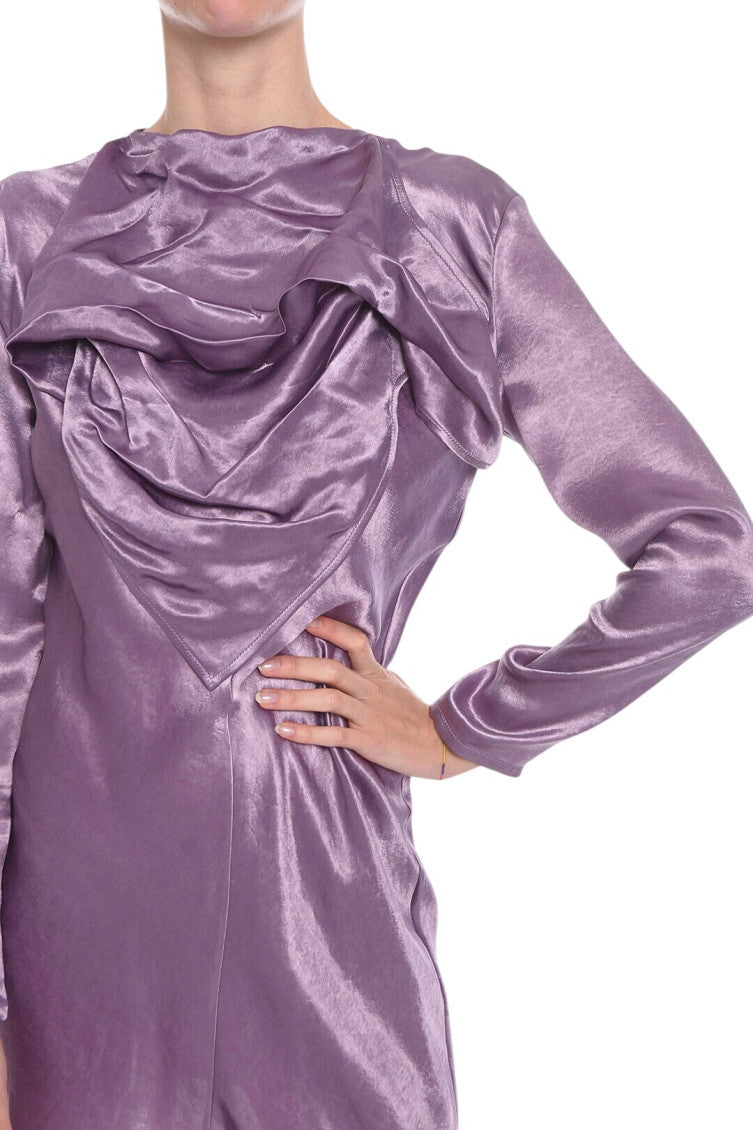 Purple Solid Round Neck Mini Dress 3