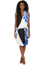 Blue Printed Halter Neck Dress 1