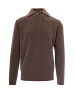 Light Brown Knitted Polo Sweater 1