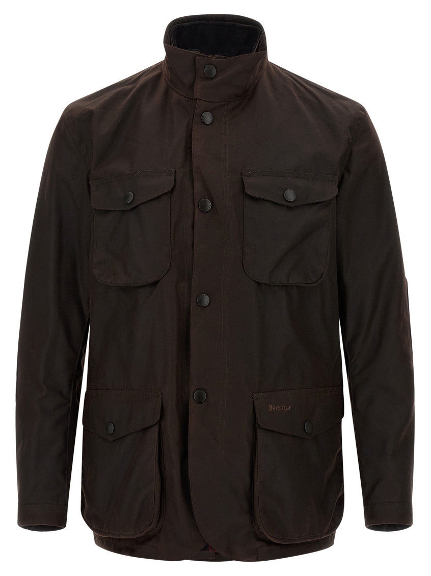 Brown Solid Mock Collar Jacket 1
