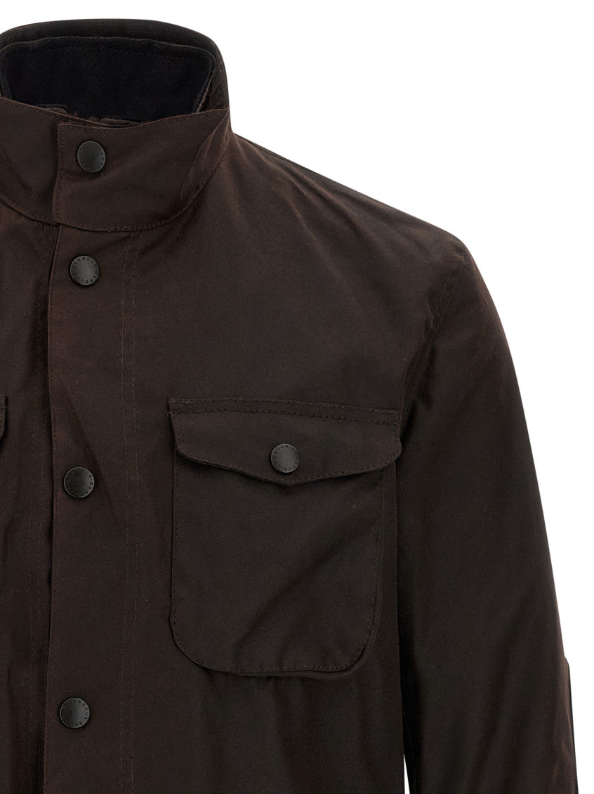 Brown Solid Mock Collar Jacket 3