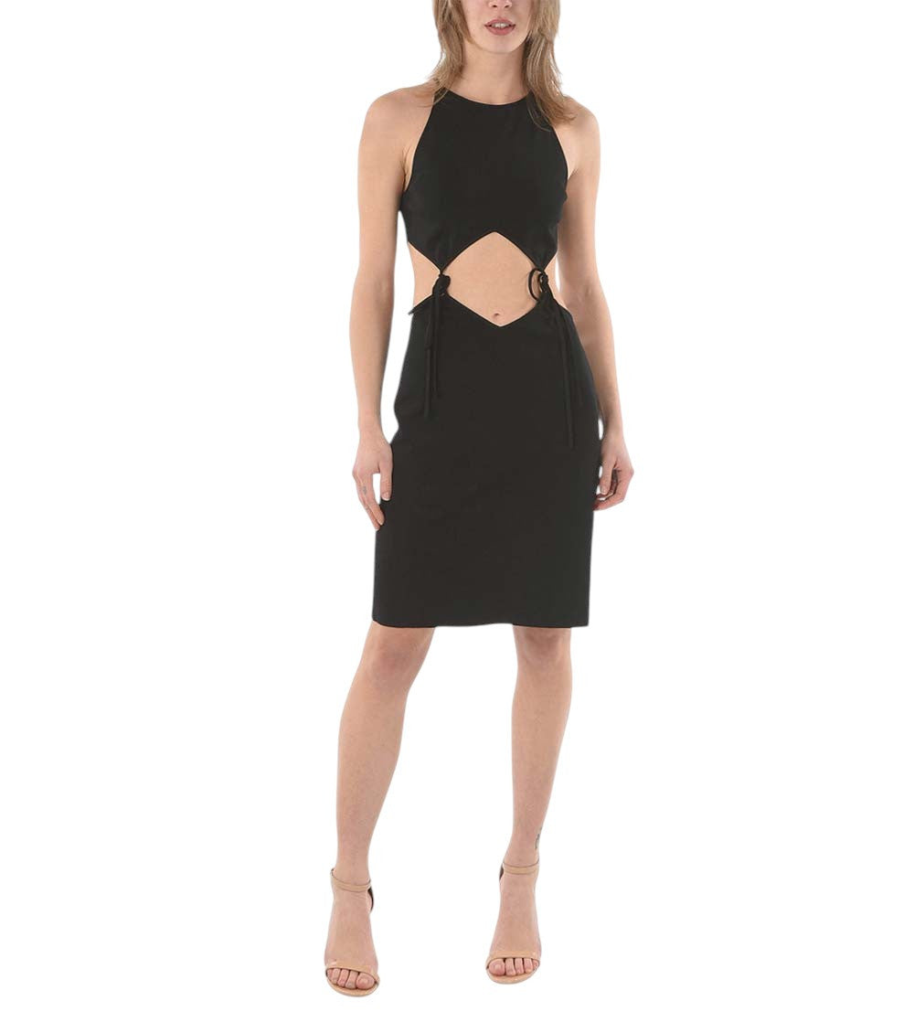 Black Halter Neck Knee Length Dress 1