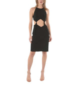 Black Halter Neck Knee Length Dress 1