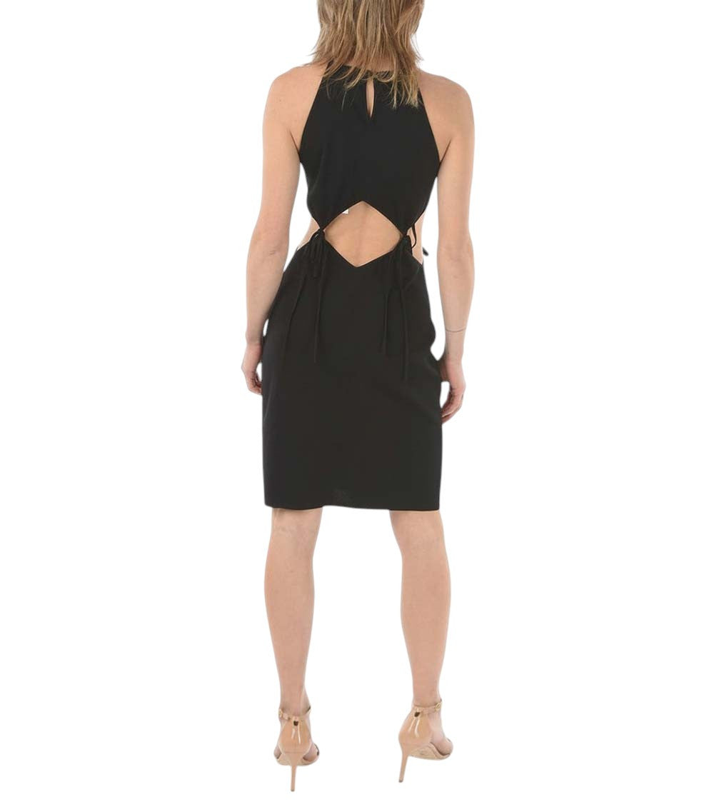 Black Halter Neck Knee Length Dress 2