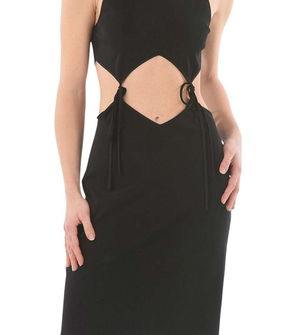 Black Halter Neck Knee Length Dress 4