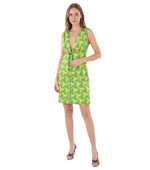 Green Printed V Neck Mini Dress 1