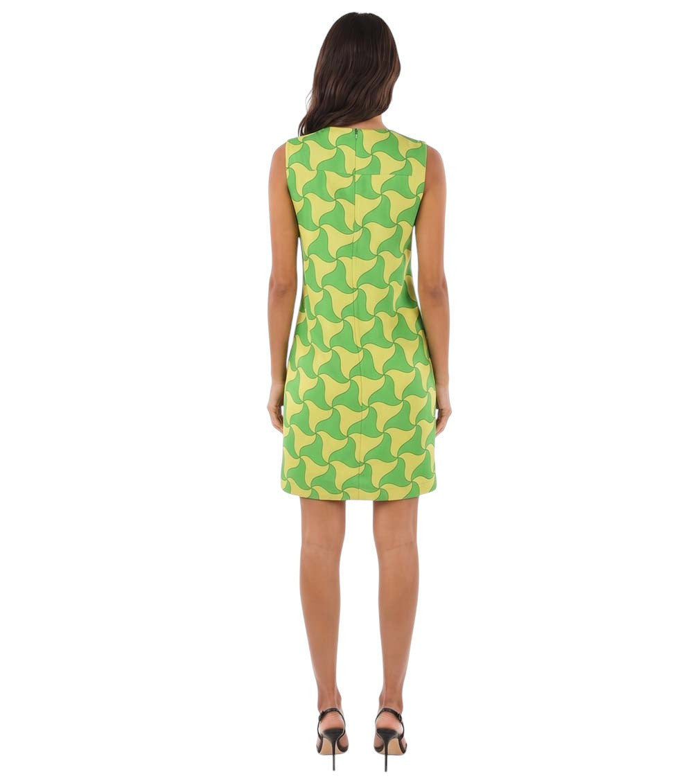 Green Printed V Neck Mini Dress 2