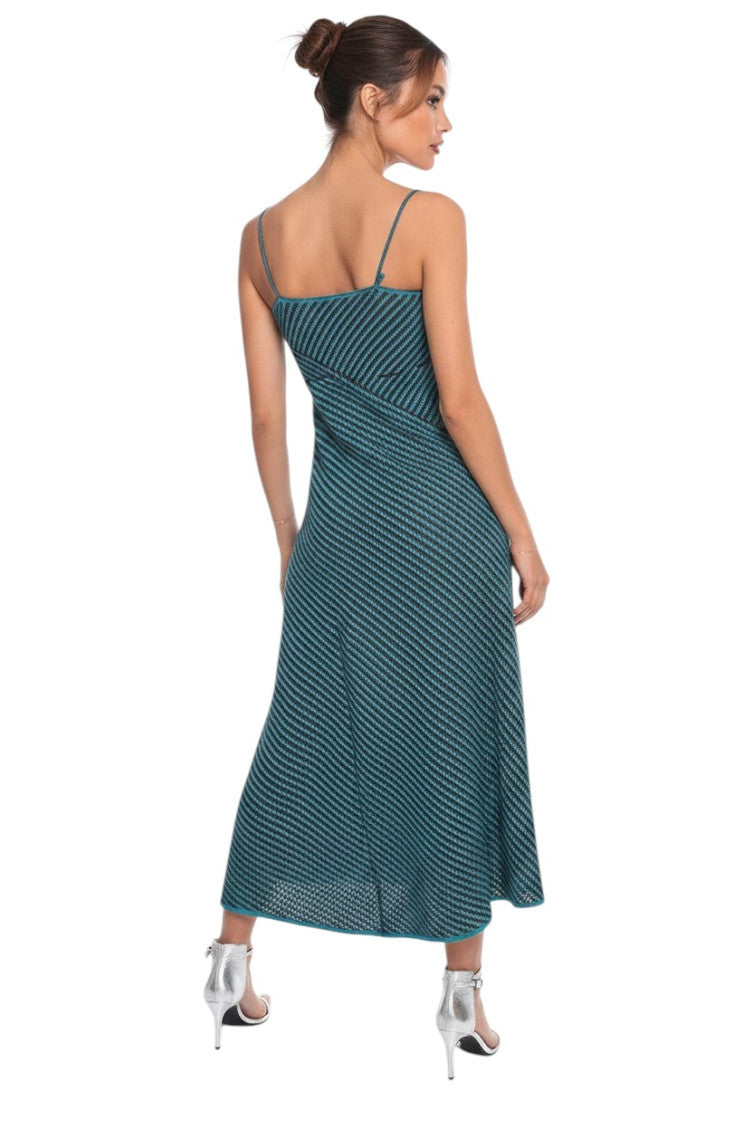 Blue Stripes V Neck Maxi Dress 2