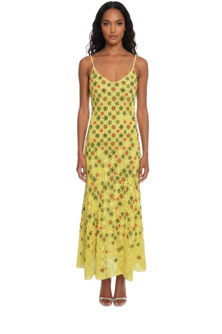 Green Floral V Neck Maxi Dress 1