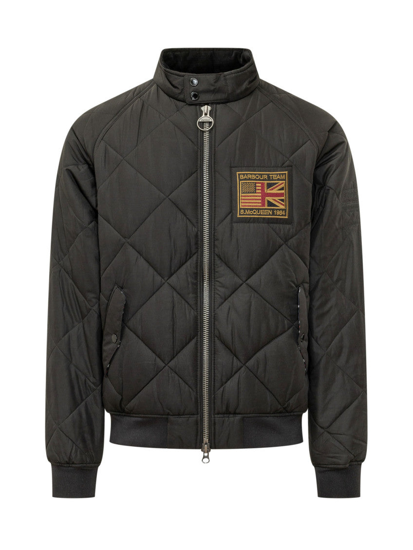 Black Quilted Logo Jacket 1