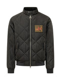 Black Quilted Logo Jacket 1