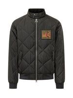 Black Quilted Logo Jacket 1