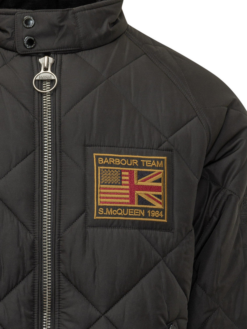 Black Quilted Logo Jacket 4