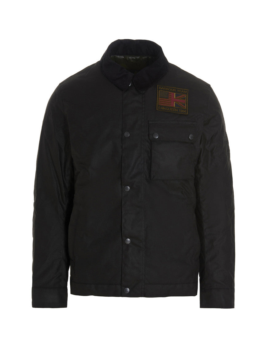 Black Logo Shirt Collar Jacket 1
