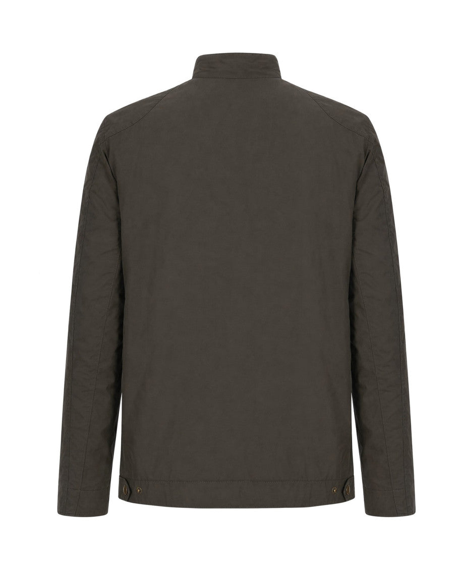 Olive Mock Collar Logo Jacket 2