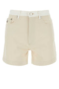 Beige Two-tone Denim Shorts 1