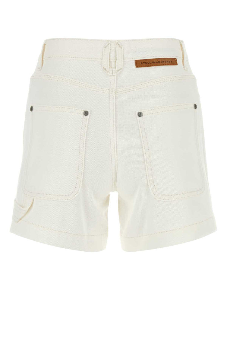 Beige Two-tone Denim Shorts 2