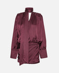 Burgundy Silk V-neck Dress 1