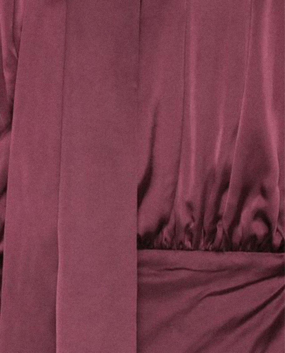 Burgundy Silk V-neck Dress 3