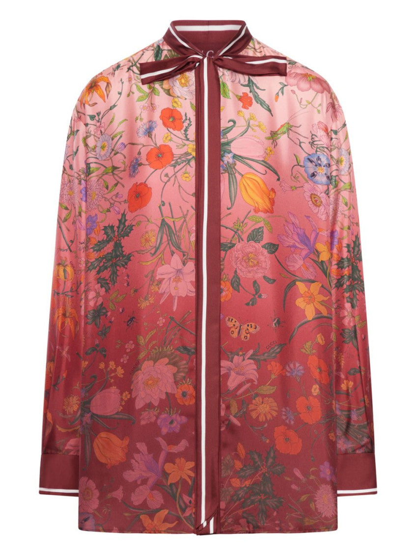 Red  Printed Silk Shirt 1