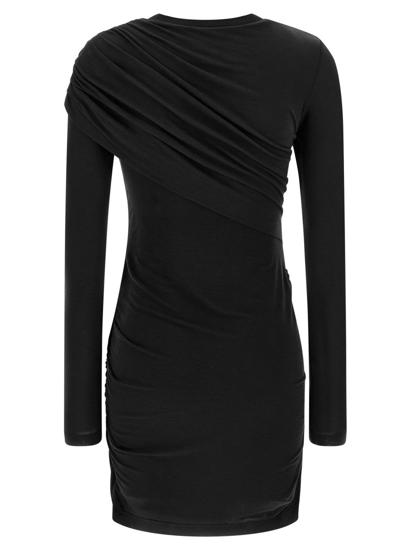 Black Denise Draped Mini Dress 2