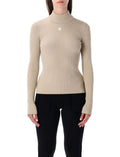 Beige High Neck Sweater 1
