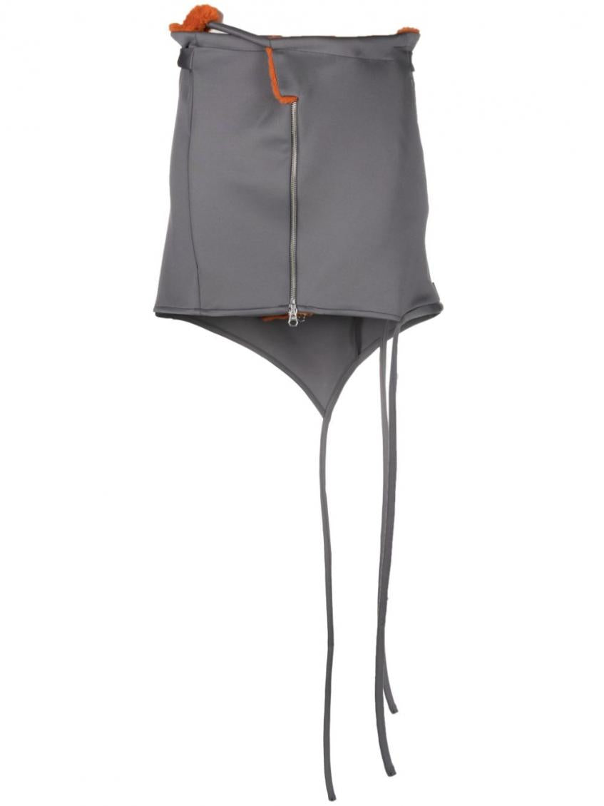 Grey Zipped mini skirt 1