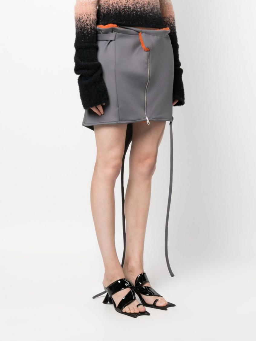 Grey Zipped mini skirt 4