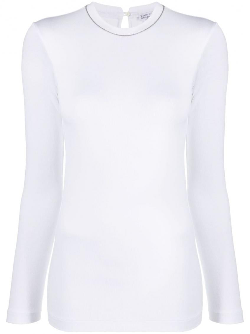 White Long sleeve cotton t-shirt 1