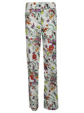 White Printed cotton trousers 1