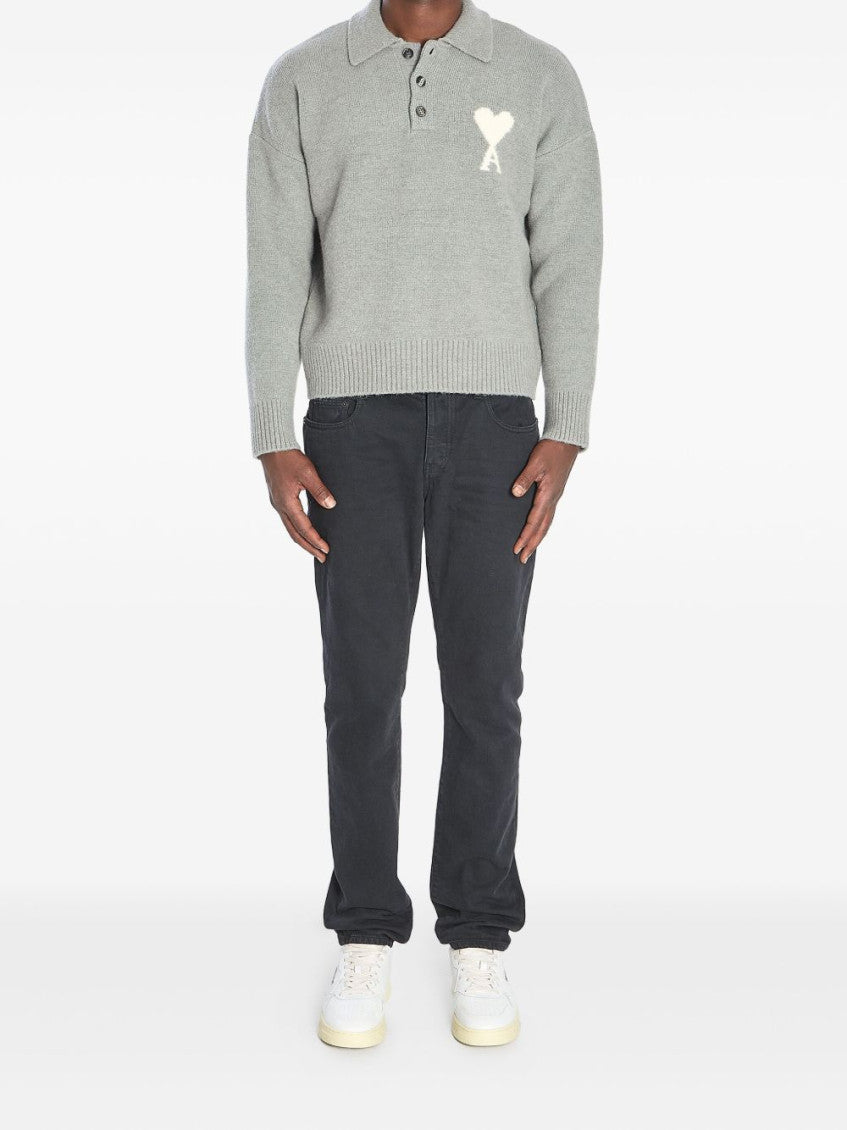 Grey Logo Polo Sweater 2
